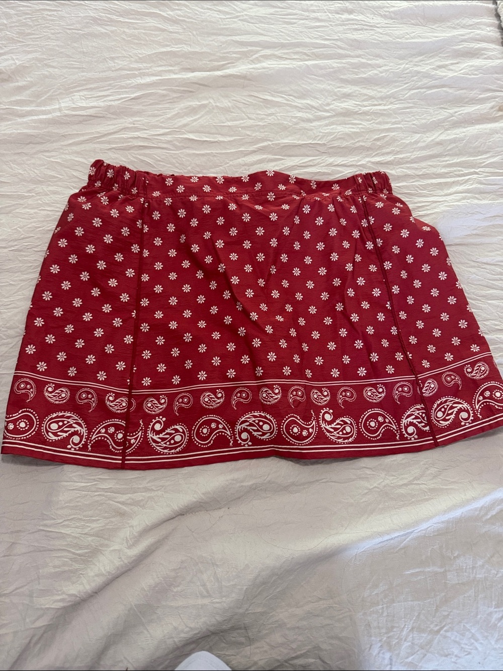 aerie Red & White Bandana-Print Mini Skirt